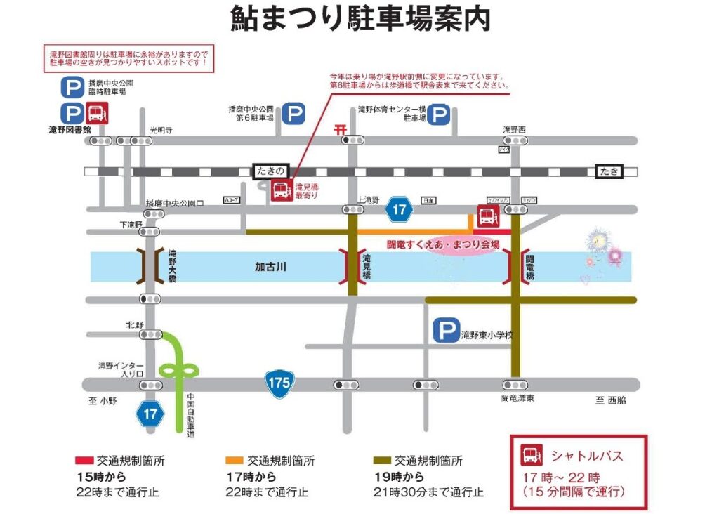 鮎まつり駐車場案内